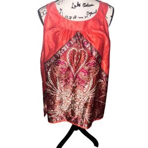 Lane Bryant Tank Top Women's 26 Coral‎ Pink Floral Blouse Shirt